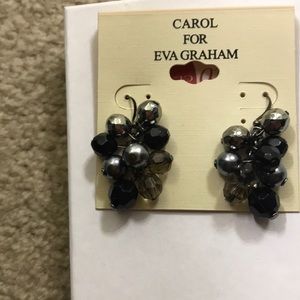 Black and Silver Drop Earrings